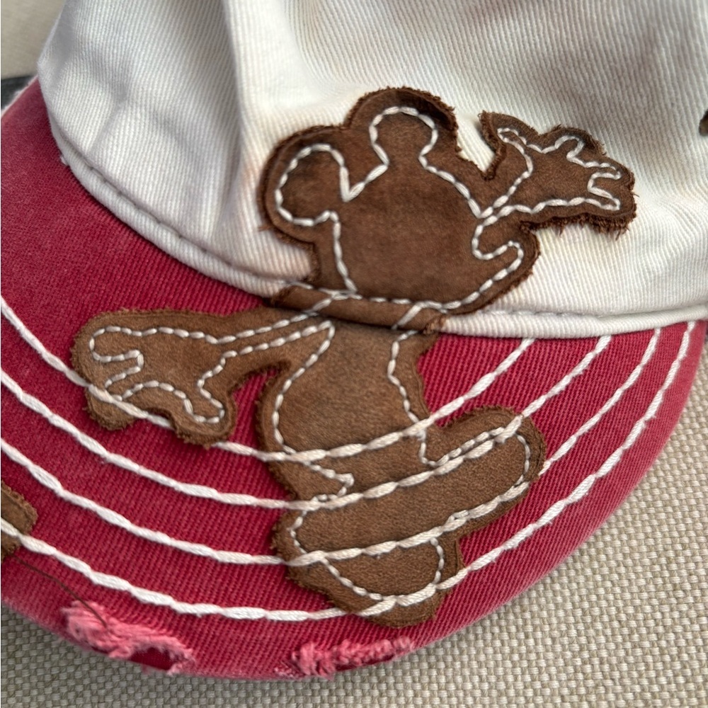 Disneyland Resort Red Broken In Mickey Patch Adjustable Baseball Cap One Size - Picture 5 of 7